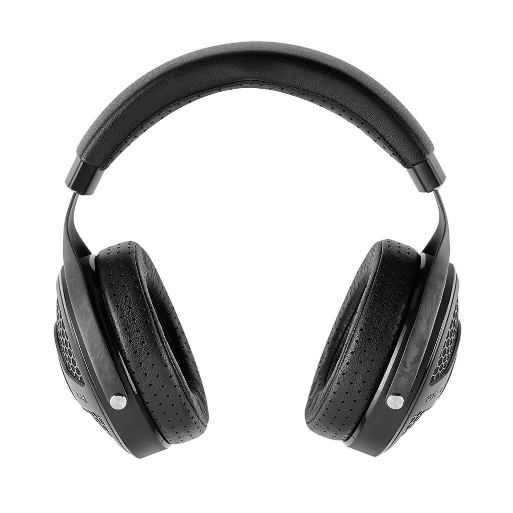The Focal Utopia 2022 are black over-ear flagship headphones with a padded headband and perforated ear cushions, designed for exceptional sound quality, shown against a white background.