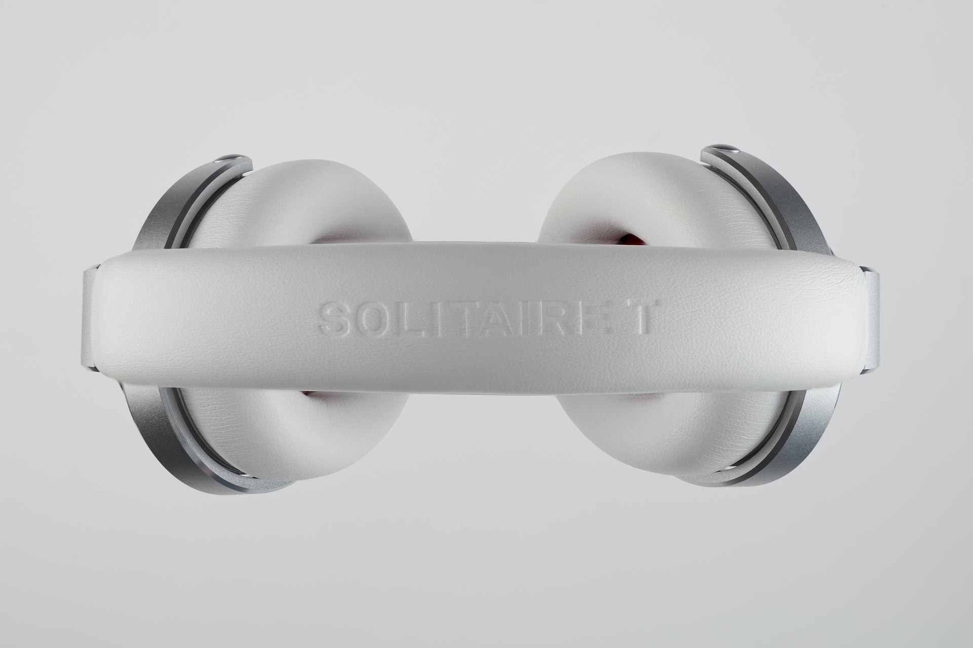 t+a solitaire t wireless headphones with active noise cancellation in white top down view